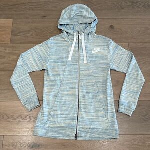 NIKE Heathered Blue Sportswear Full Zip Active Lounge Long Sleeve Hoodie Size XS